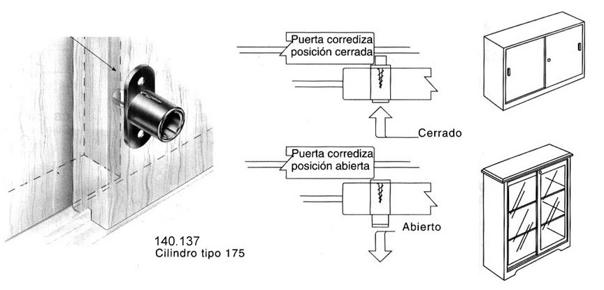 Cilindro CB-175 de presión, para puertas corredizas, NEGRO.