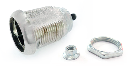 Cilindro CS0631, 2 detentes, para mueble metálico, acabado níquel.