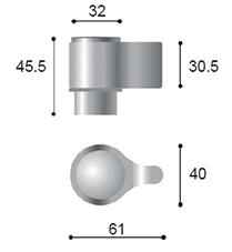 Tope de piso CADERE para puerta, cromo brillante, goma en negro