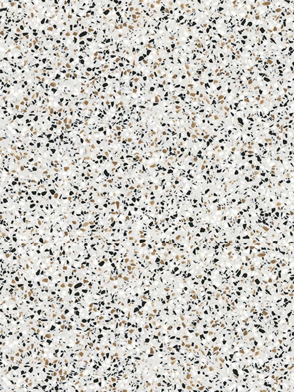 Cubierta de Superficie Sólida Everform™, color 412 Dalmata Terrazo Matrix, 0.76 X 3.69 m