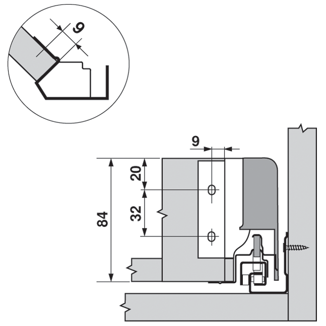 Juego de brackets para SPACE CORNER sin SYNCROMOTION para TANDEMBOX antaro, altura D y M