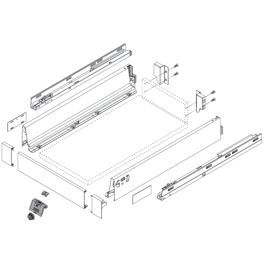 Pieza delantera para cajón interno ANTARO, longitud 1036mm, para cortar, negro TIERRA.