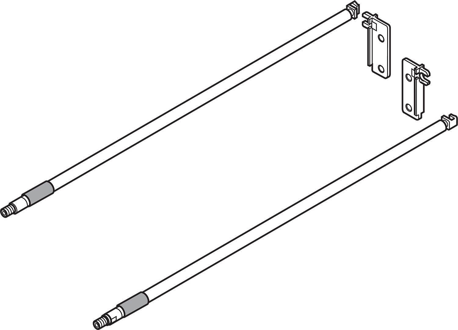 Juego de galerías y brackets METABOX, longitud 500mm, gris