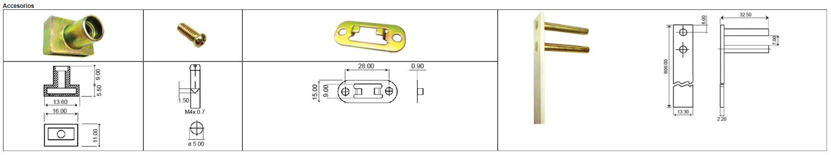 Cerradura frontal para 3 cajones con varilla y accesorios