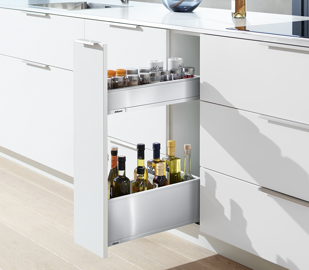 Botellero SPACE TWIN con correderas LEGRABOX, color inox