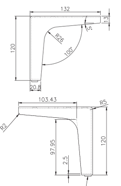 Pata ADI, altura 120 mm, acabado cromo