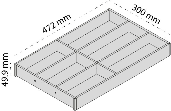 Marco organizador AMBIA-LINE con 6 divisiones verticales para mueble de ancho mínimo 300 mm