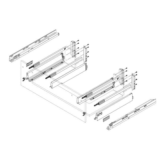 Cajón bajo fregadero TANDEMBOX antaro con galerías y costados decorativos, altura D, color blanco