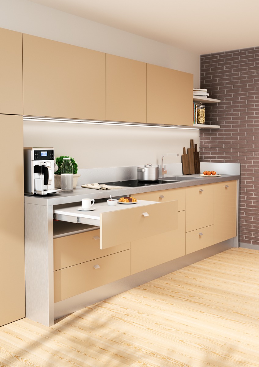 Mecanismo extraíble SHOT SILENT para mueble de cocina