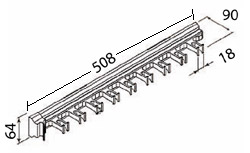 Cinturonero extraíble 9 ganchos, longitud 508 mm, sin espaciadores.
