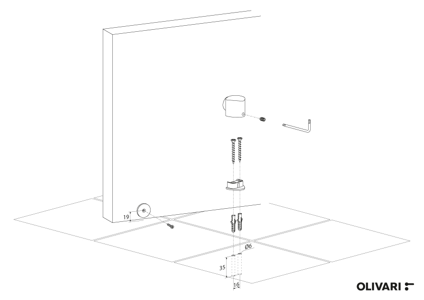 Tope para puerta OLIVARI, modelo CUBO