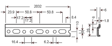 Barra galvanizada para colgadores, longitud 2032 mm