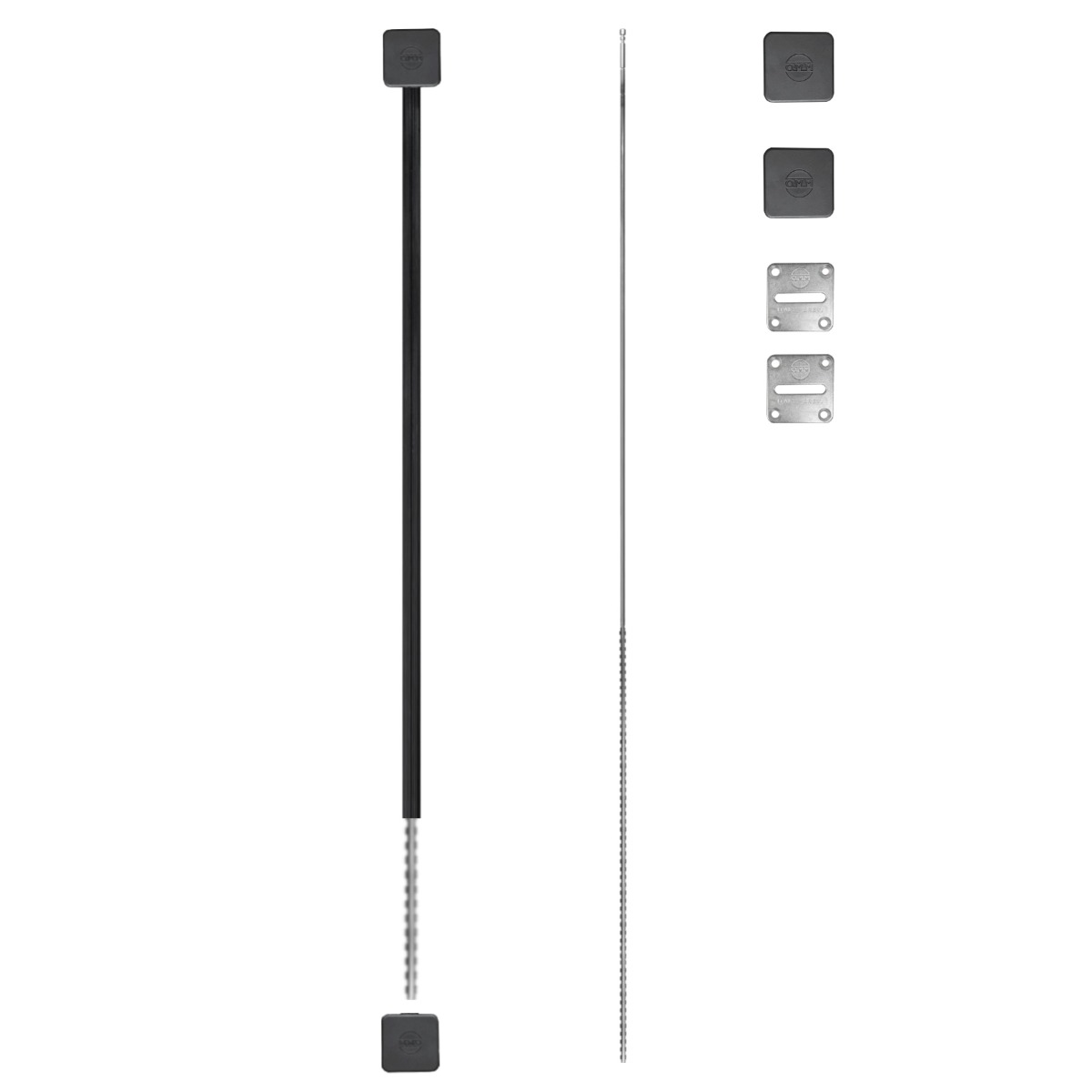 Barra estabilizadora anti pandeo TENSOR para paneles de madera con tapas color negro