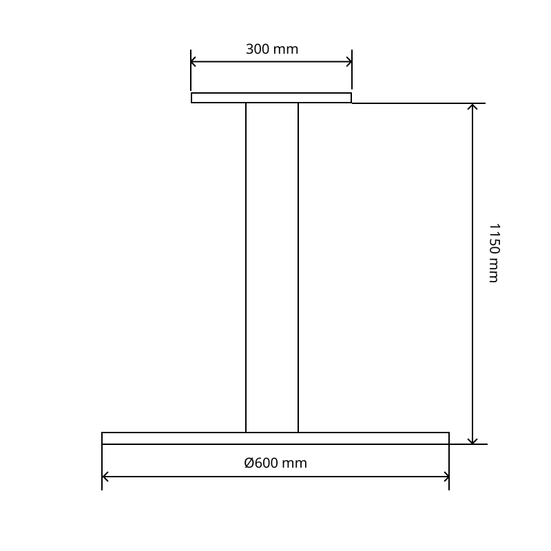 Base para mesa CENTRO de 700 mm y 1150 mm de altura, Ø de la base 600mm