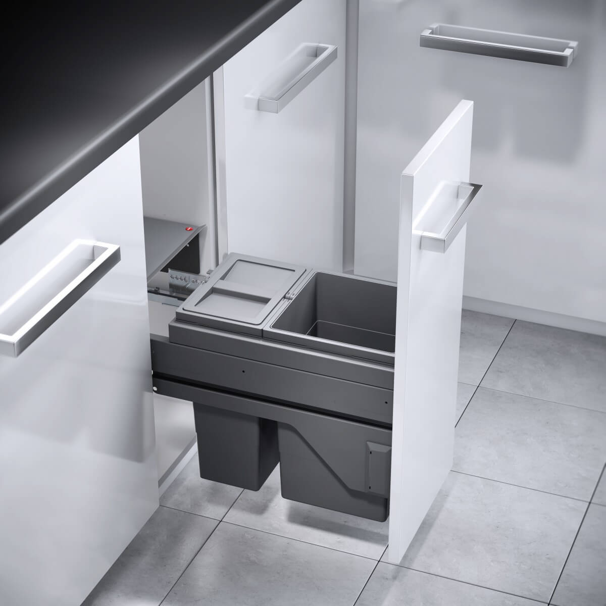 Bote basurero extraíble AS CARGO para gabinete de 300 mm, cierre suave, cap. total 25 L / 2 botes