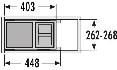 Bote basurero extraíble AS CARGO para gabinete de 300 mm, cierre suave, cap. total 25 L / 2 botes