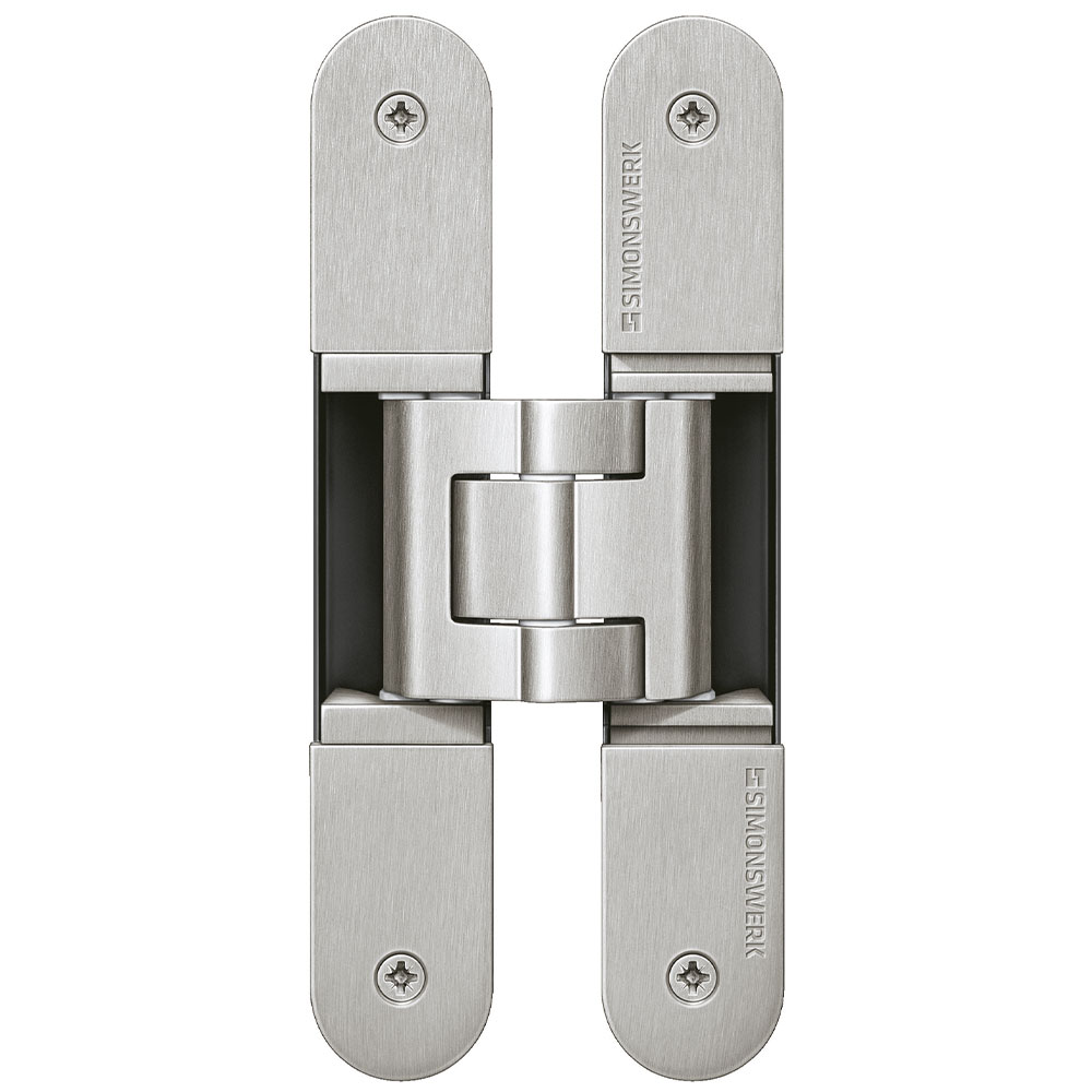 Bisagra oculta TECTUS 340 3D para puerta de comunicación cap. de carga 80kg por par, níquel satinado