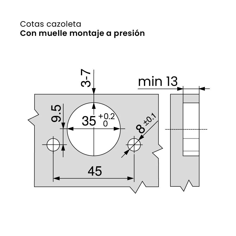 Bisagra CLIP top BLUMOTION 105°, medio cubrimiento, con muelle montaje a presión, niquelado