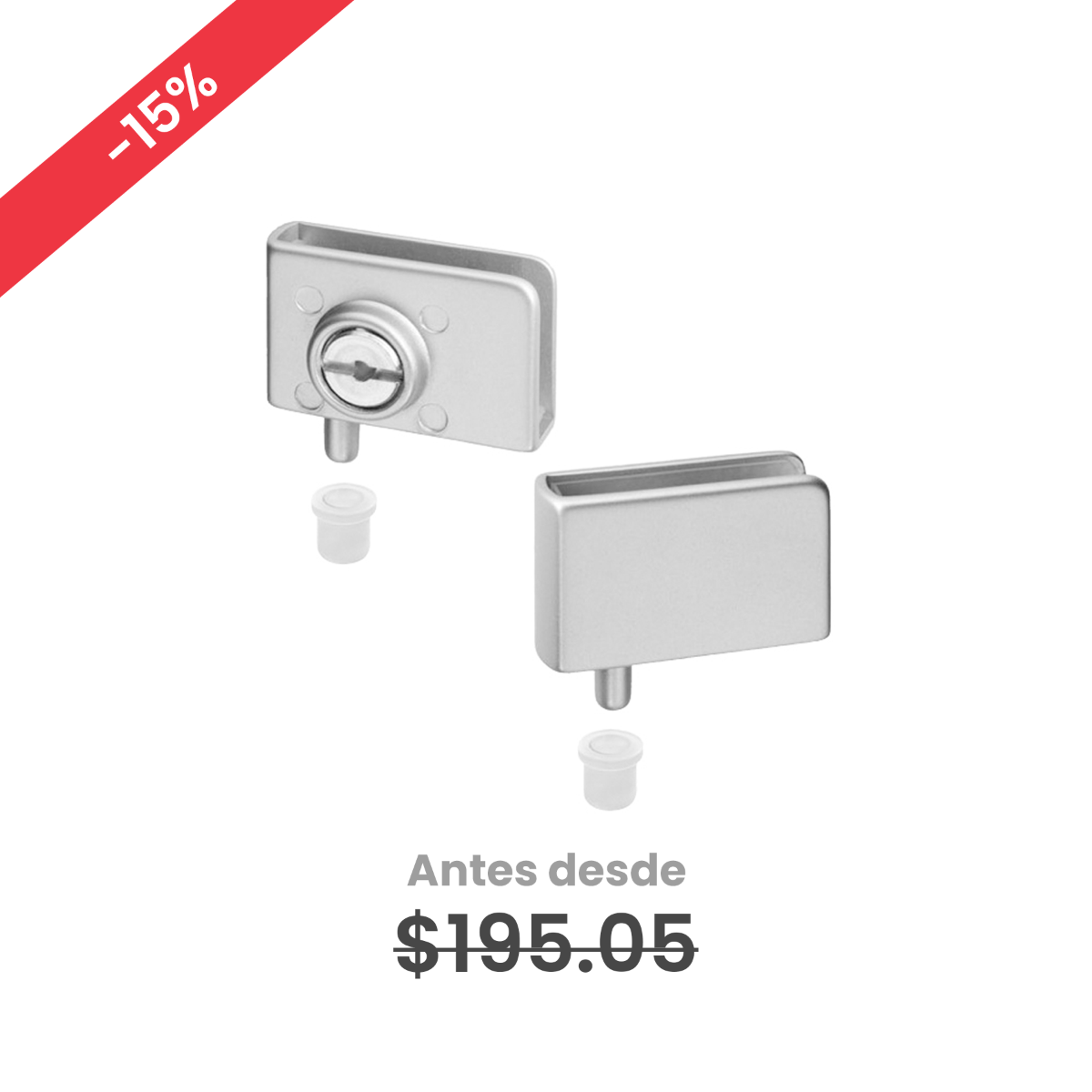 Bisagra de 90° para puerta de cristal sin perforar