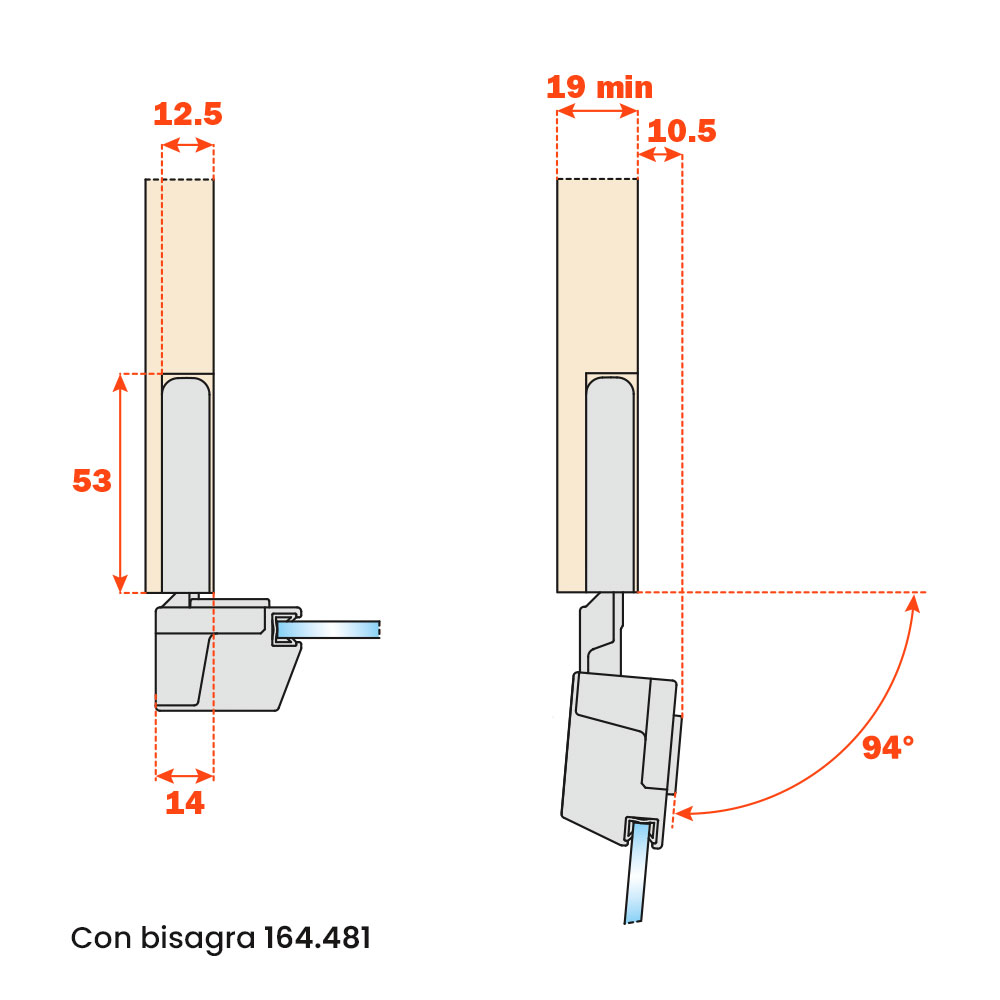 Perfil CONECTA para puerta con perfil de aluminio