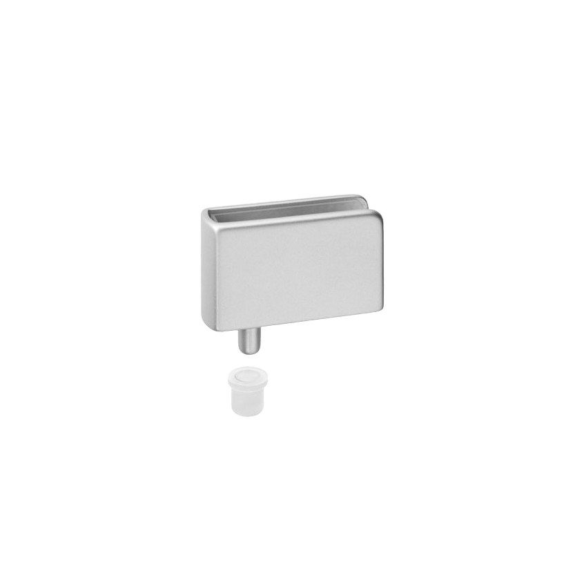 Bisagra de 90º para puerta de cristal de 6mm SIN PERFORACIÓN, DERECHA, aluminio.