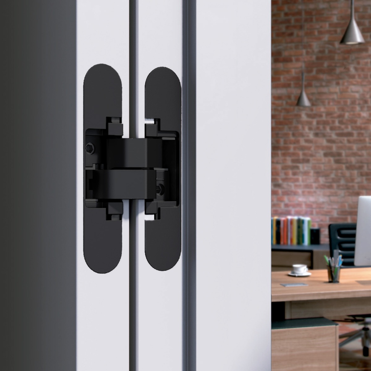 Bisagra oculta AN 180 3D para puerta de comunicación, capacidad de carga 80 kg por par