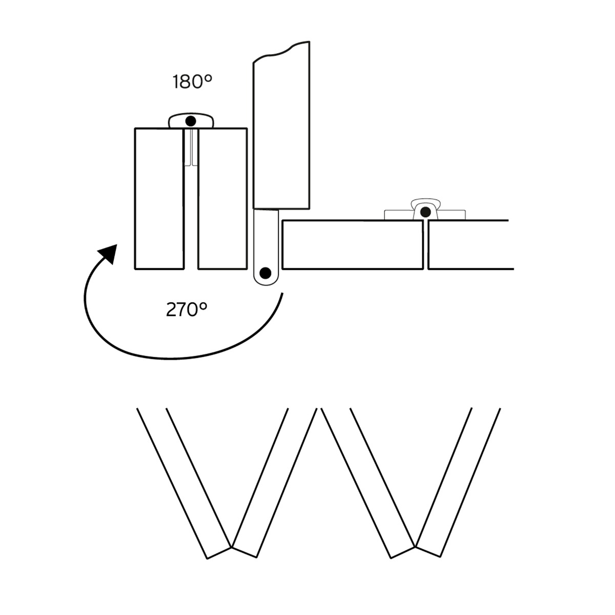 Bisagra para puertas plegables de 180°