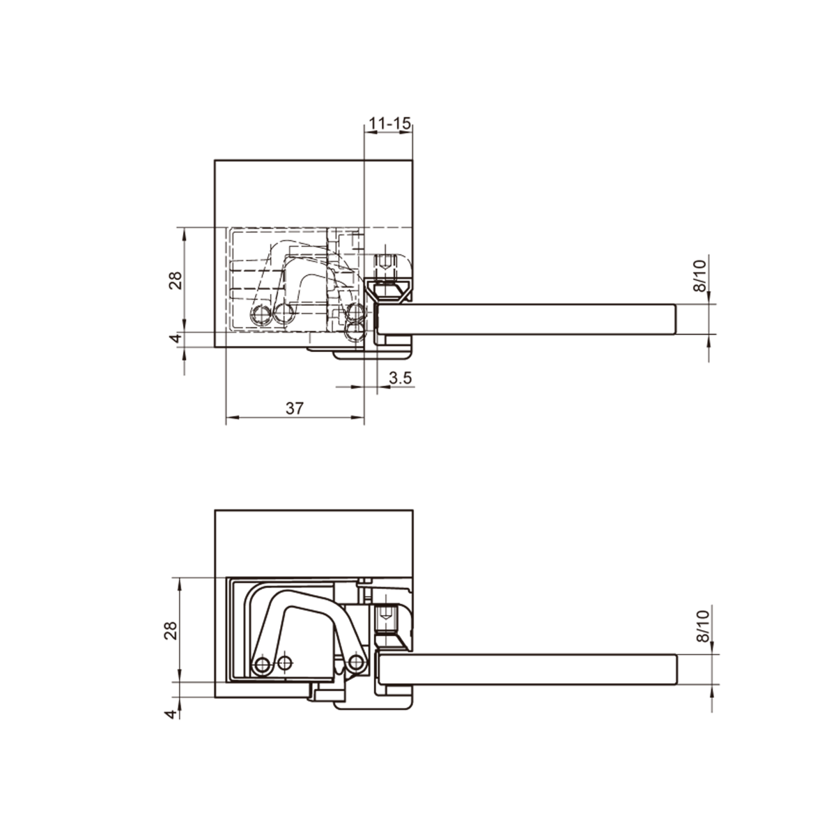 KIT TECTUS Glass: Bisagra para puerta de cristal, capacidad de carga 80 kg por par