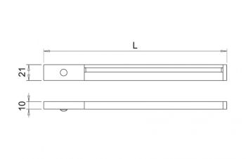 Lámpara BLADE UHE con sensor IFR para entrepaños de 530 mm, Lúz cálida, 4.5W / 24V, acabado negro | M24