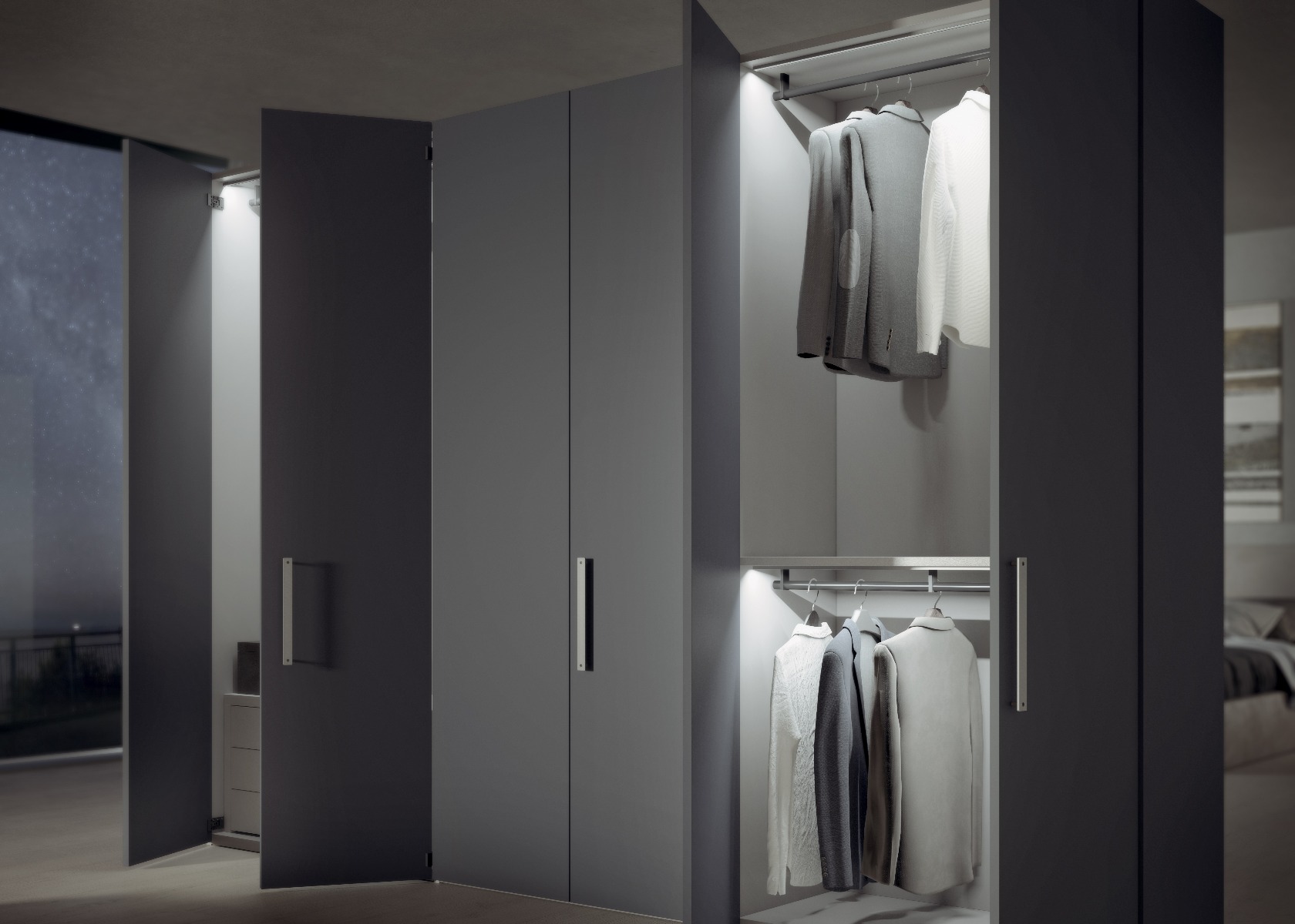 Lámpara BLADE UHE con sensor IFR para entrepaños de 530 mm, Lúz cálida, 4.5W / 24V, acabado negro | M24