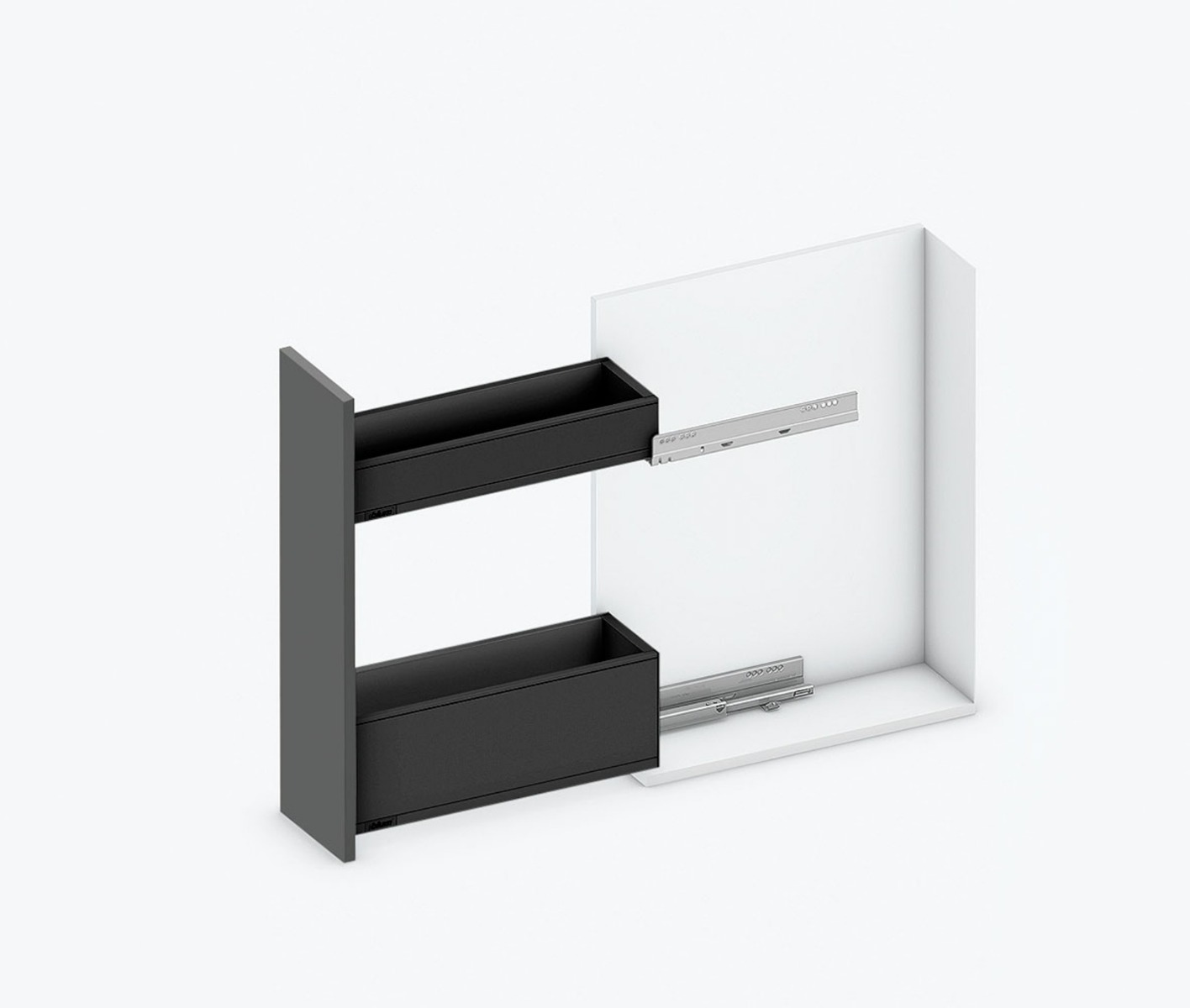 Botellero SPACE TWIN con correderas LEGRABOX, color negro carbón mate