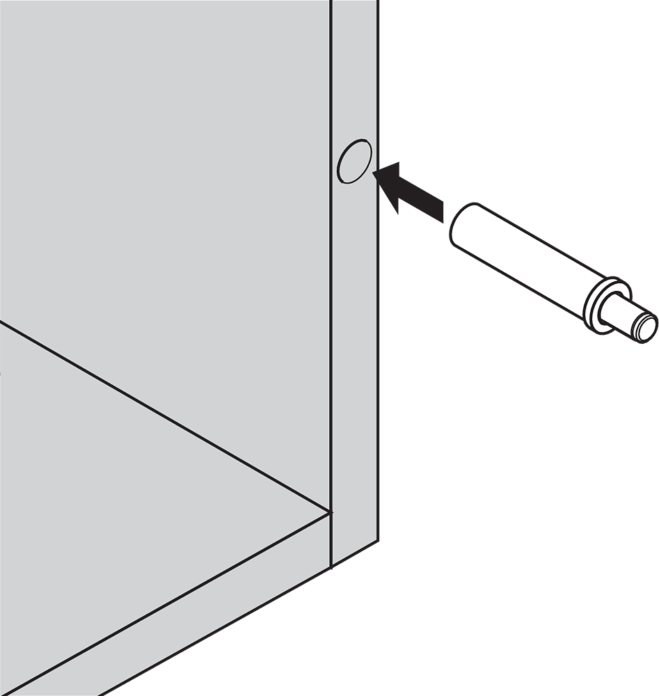 BLUMOTION para puertas, instalación en canto, en lado opuesto a las bisagras.