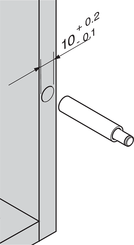 BLUMOTION para puertas, instalación en canto, en lado opuesto a las bisagras.