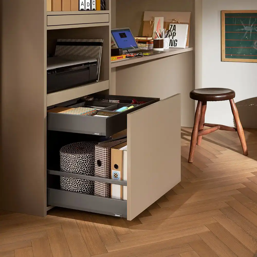 Kit Cajón MERIVOBOX altura E con galería (192 mm), color gris orión mate