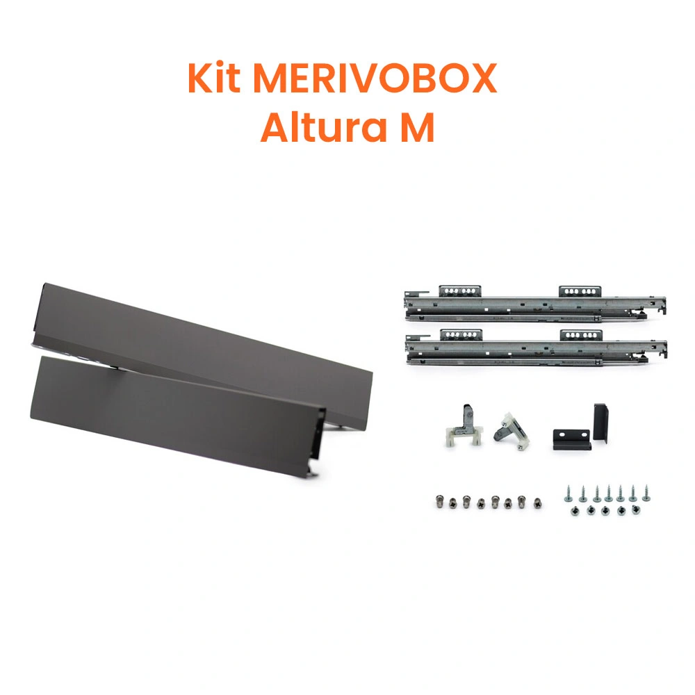 Kit Cajón MERIVOBOX, altura M, longitud 500 mm, color gris orión