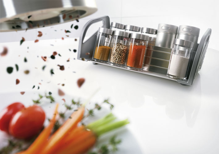Especiero de acero inoxidable Blum ORGA-LINE para cajones de cocina