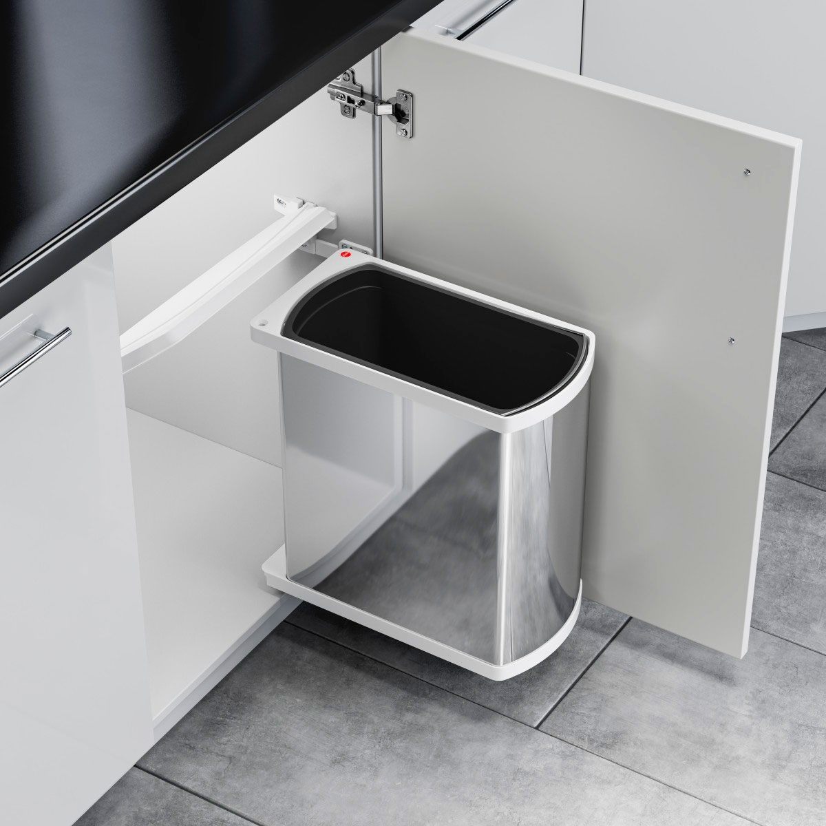Bote basurero UNO HAILO de 18 L para gabinete de 450 mm, inox/blanco
