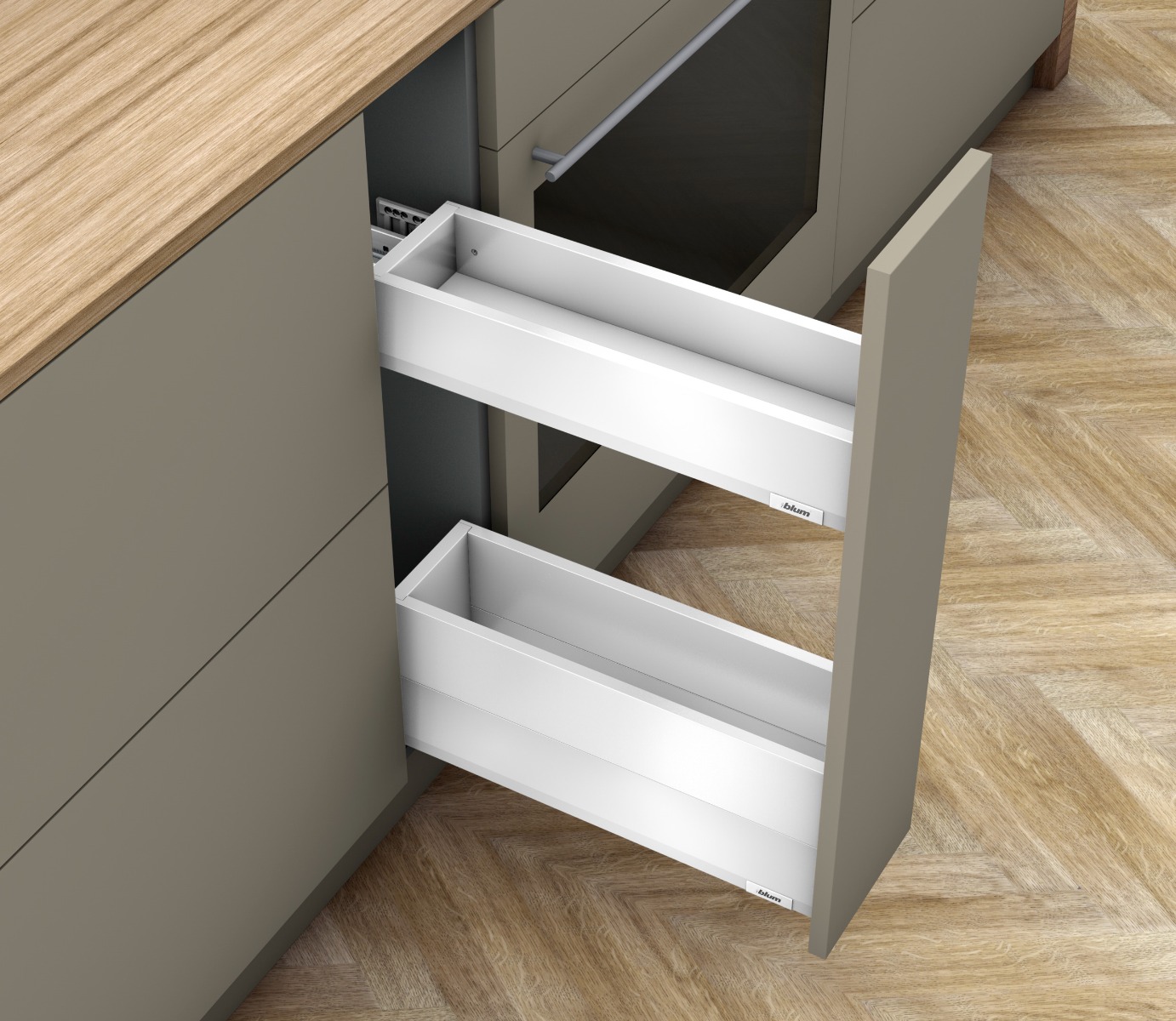 Botellero SPACE TWIN MERIVOBOX BOXCAP, altura M (91 mm) y E (192mm), color blanco seda mate