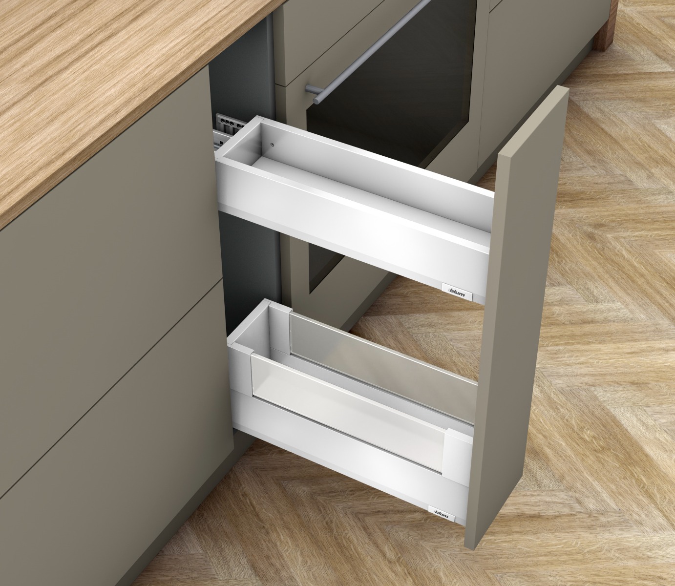 Botellero SPACE TWIN MERIVOBOX BOXCOVER, altura E (192 mm), color blanco seda mate