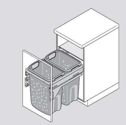 Botes extraíbles LAUNDRY-CARRIER para lavandería, para gabinete de 450 mm
