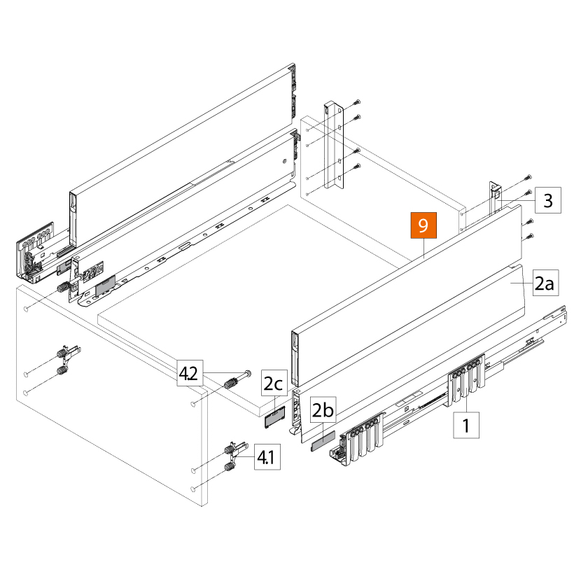 Juego de BOXCAP MERIVOBOX, altura E (192 mm), 500 mm, gris indium mate