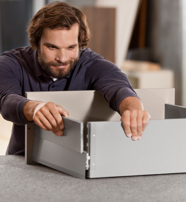 Juego de BOXCAP MERIVOBOX, altura E (192 mm), 500 mm, gris orión mate