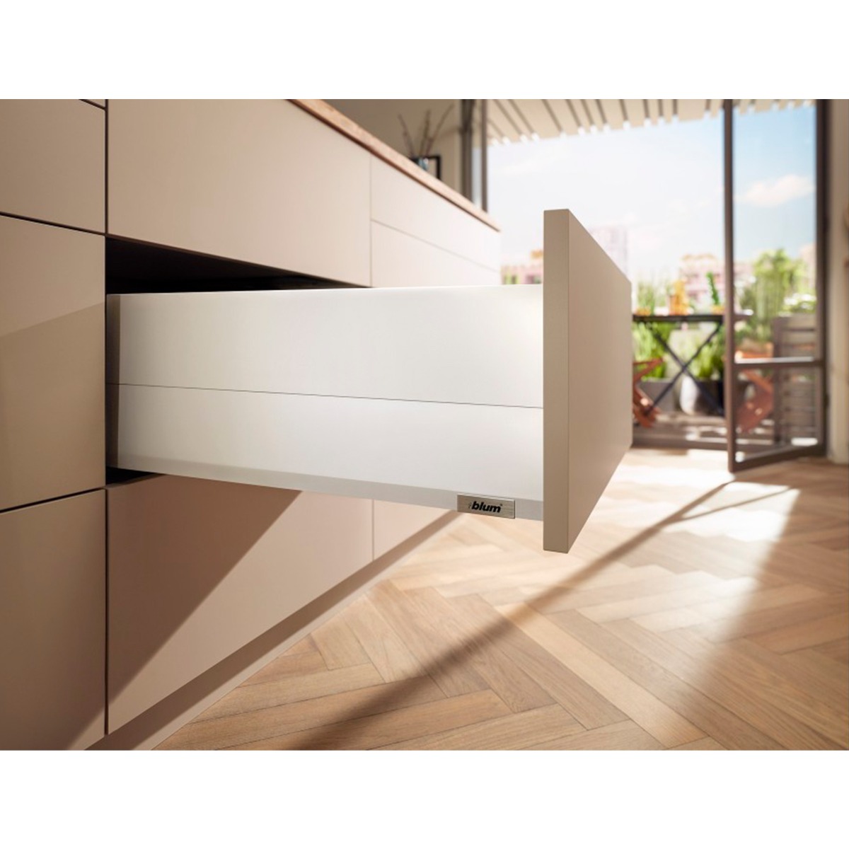 Juego de BOXCAP MERIVOBOX, altura E (192 mm), 500 mm, blanco seda