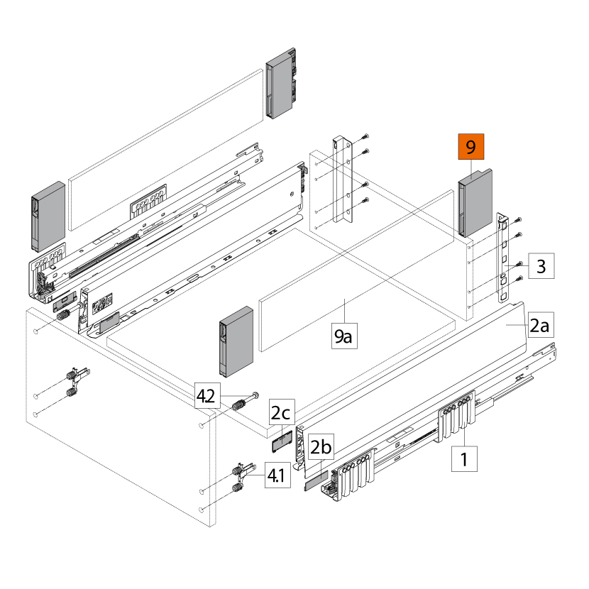 Juego de BOXCOVER MERIVOBOX, altura E (192 mm), gris indium mate