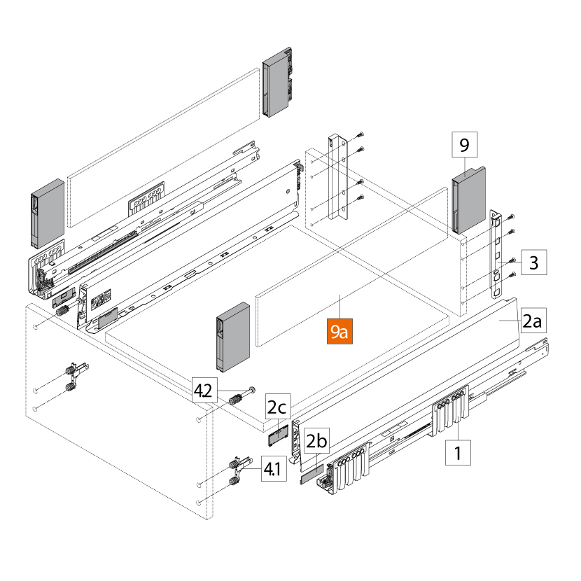 Juego de vidrios laterales transparentes, MERIVOBOX, medida 500 mm