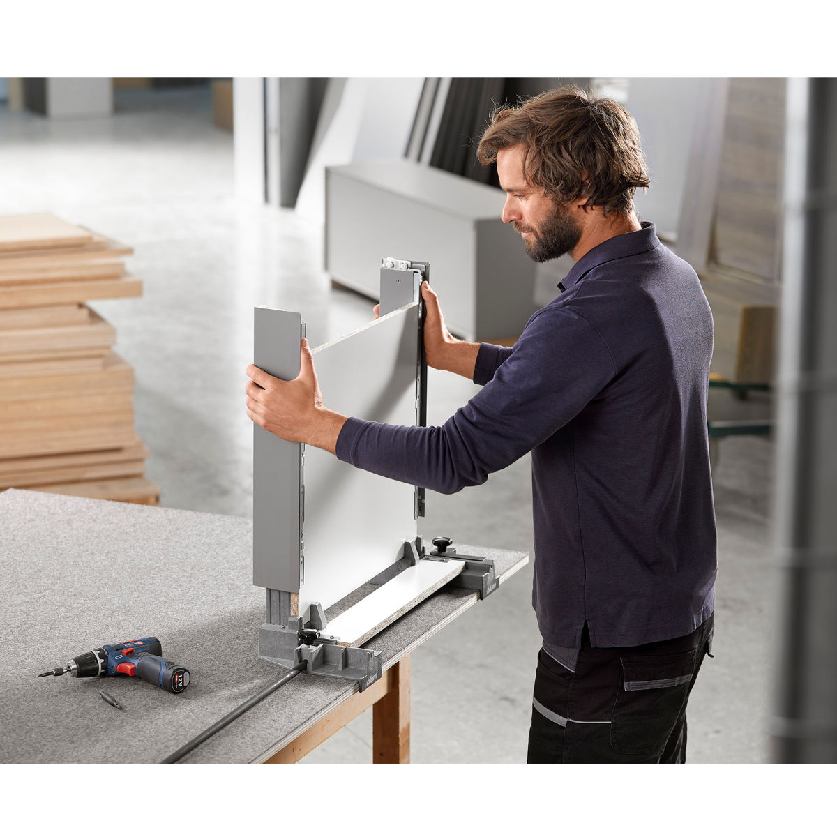 BOXFIX E-M, dispositivo de armado de cajones MERIVOBOX