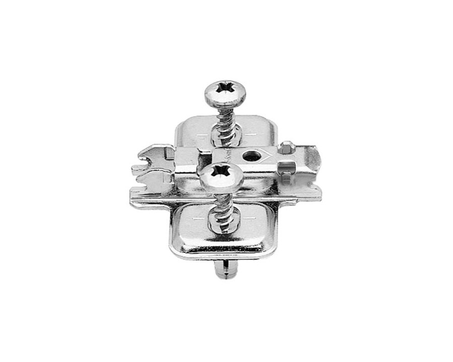 Placa de montaje en cruz para bisagra CLIP, altura 0mm, taquete expansivo  de 5mm.
