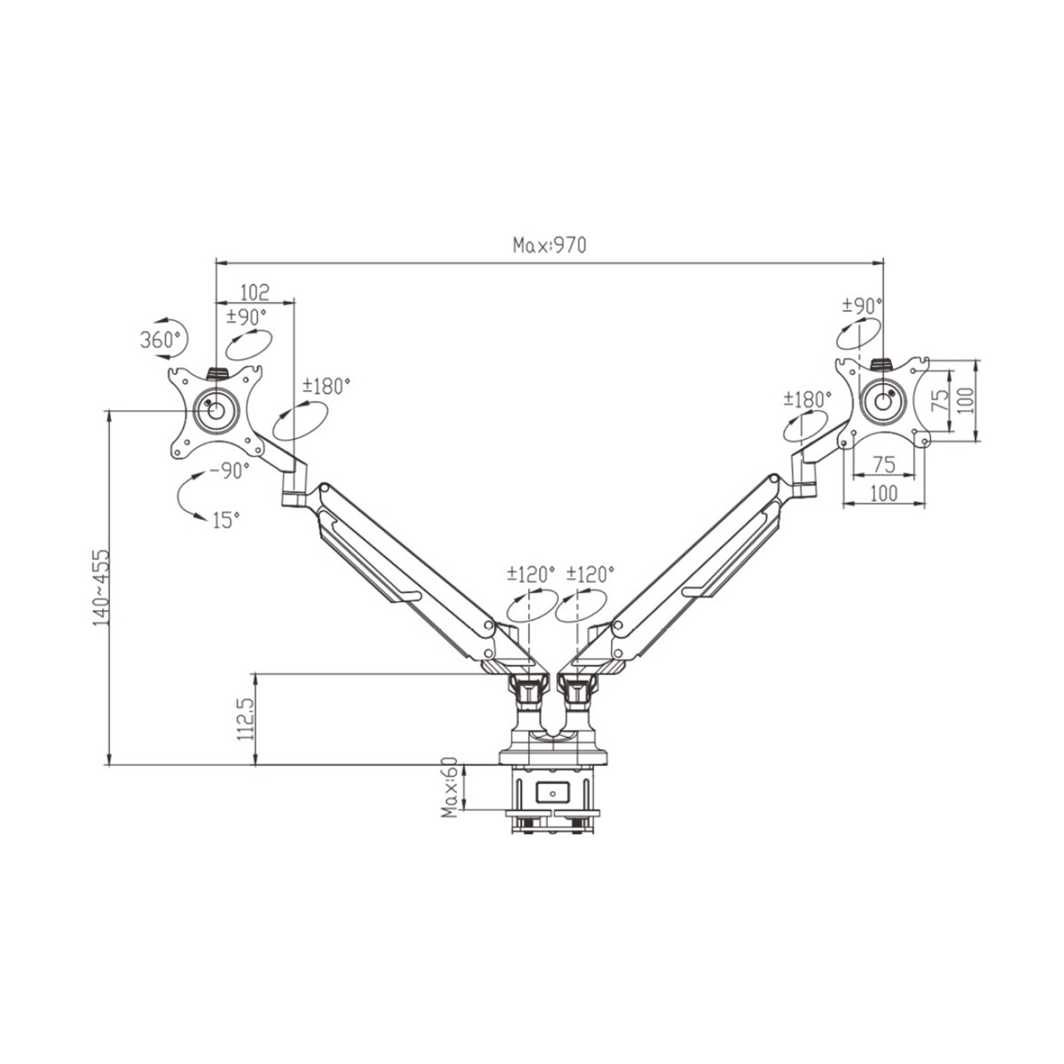 Brazo porta monitor TECNO DUO para 2 monitores
