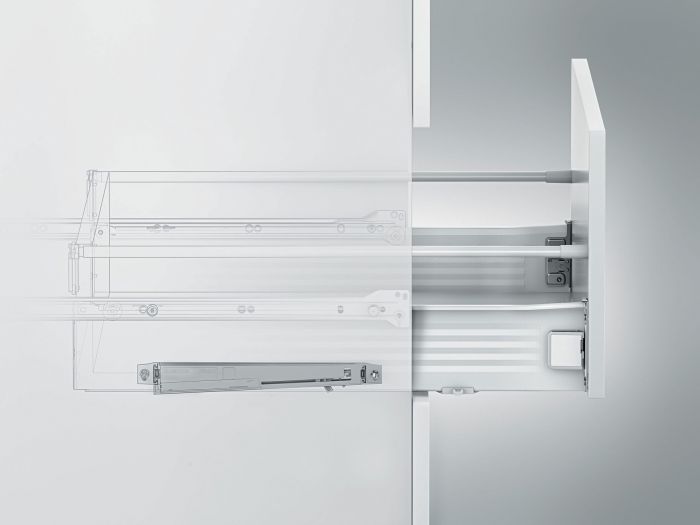 Cajón METABOX altura B con galería, longitud 500 mm, color gris