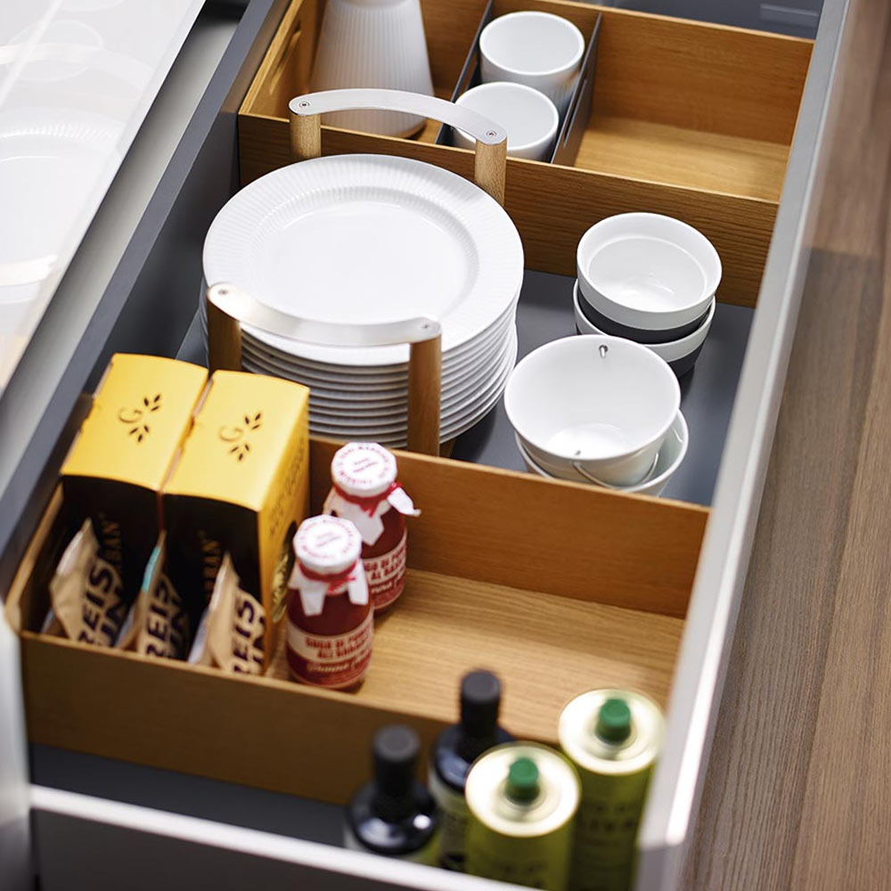 Cajas organizador cubertero para cajones caceroleros de cocina encino blanco